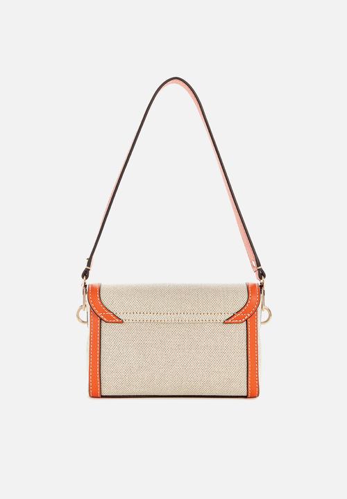GUESS - Sebina flap shoulder bag - natural/orange