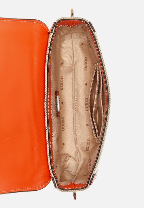 GUESS - Sebina flap shoulder bag - natural/orange