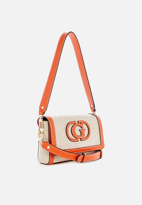 GUESS - Sebina flap shoulder bag - natural/orange