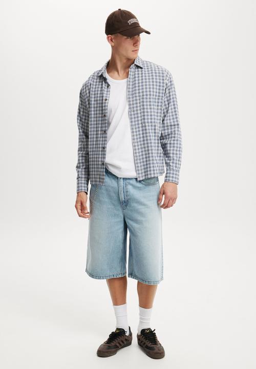 Cotton On - Tribeca Long Sleeve Shirt - Navy Mini Check
