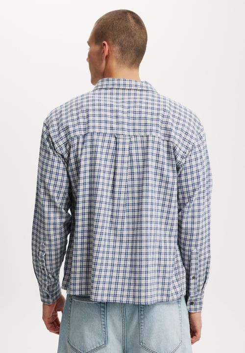 Cotton On - Tribeca Long Sleeve Shirt - Navy Mini Check