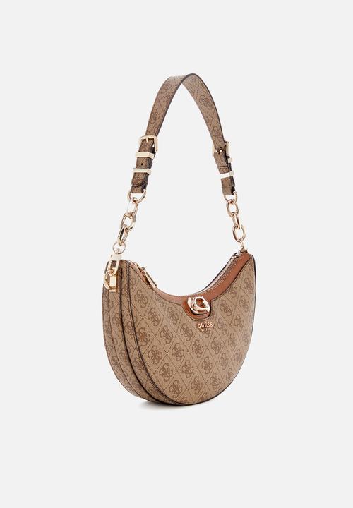 GUESS - Orlina logo top zip shldr bag - latte logo/brown