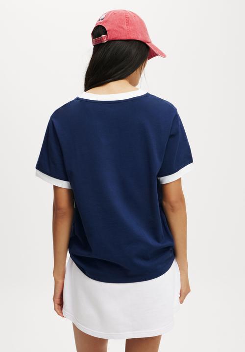 Cotton On - Active V Neck Tshirt - Heritage Blue Stripe / Lcn Miffy
