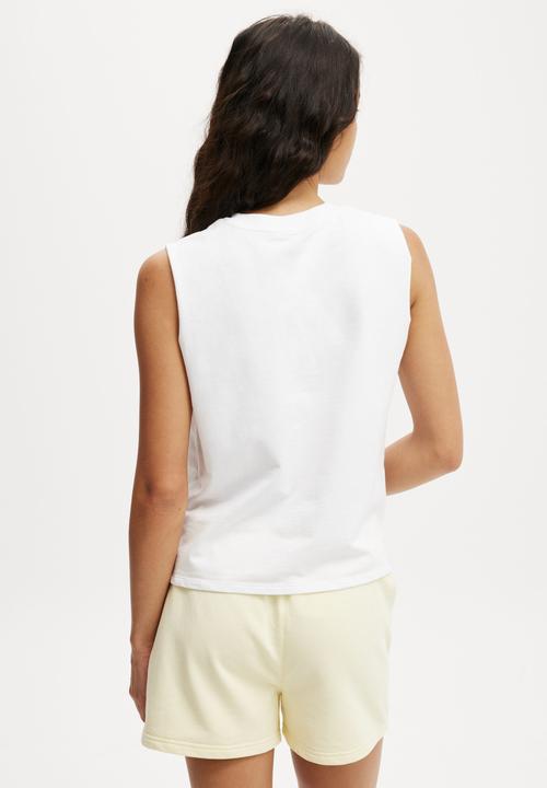 Cotton On - Active Graphic Crew Tank - White/Resort Club