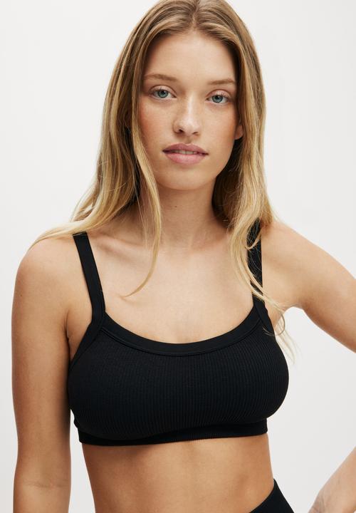 Cotton On - Seamless Ribbed Crop - Black