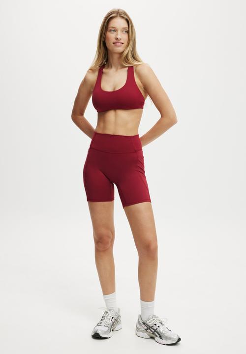 Cotton On - Ultra Soft Side Pocket Bike Short - Deep Red