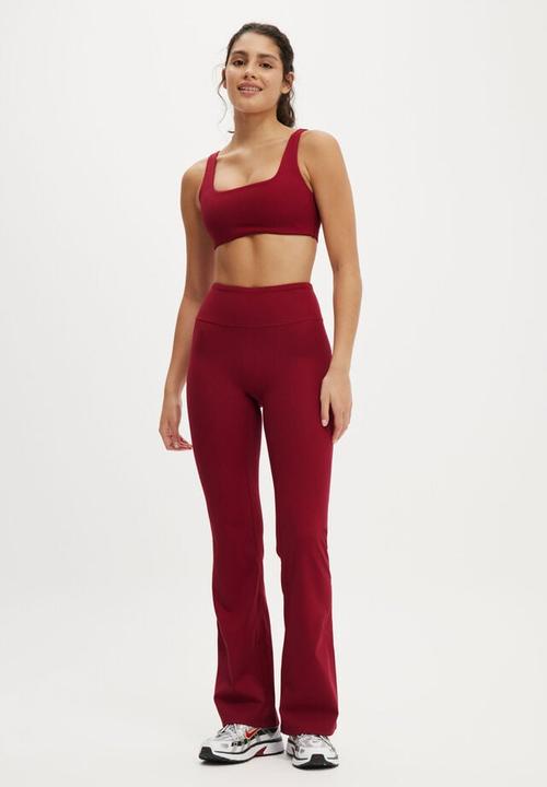 Cotton On - Reform Rib Flare - Deep Red