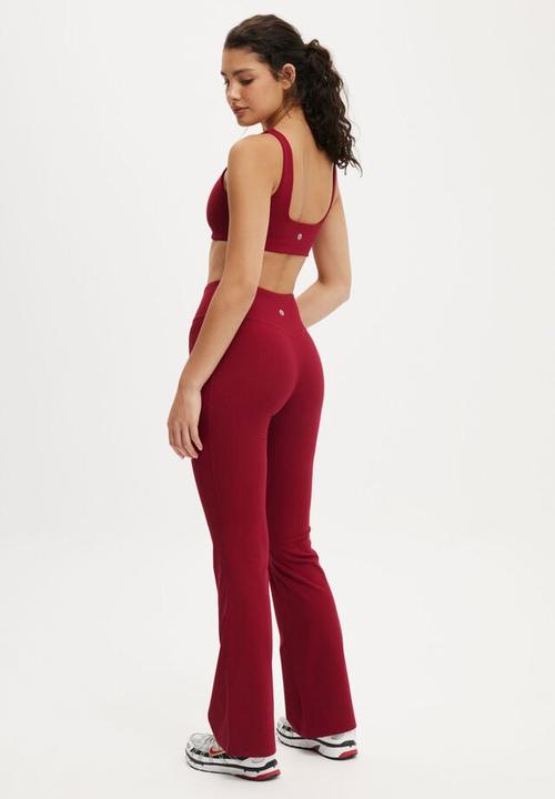 Cotton On - Reform Rib Flare - Deep Red