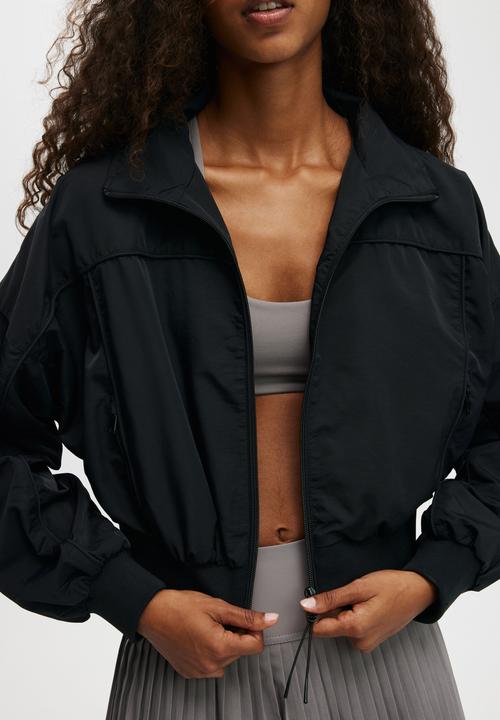 Cotton On - Baseline Cropped Rib Panelled Anorak - Black