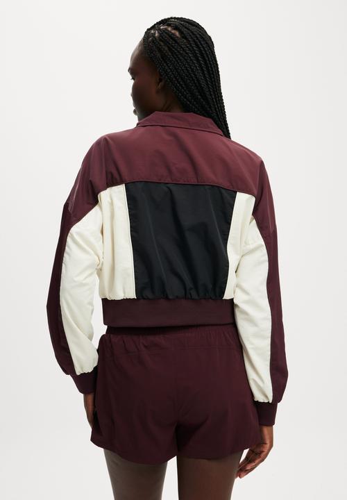 Cotton On - Baseline Cropped Rib Panelled Anorak - Dark Oak/ Black/ Allspice