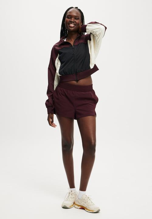 Cotton On - Baseline Cropped Rib Panelled Anorak - Dark Oak/ Black/ Allspice