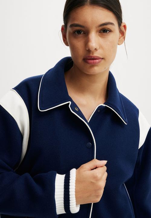 Cotton On - On Field Panelled Bomber Jacket - Heritage Blue
