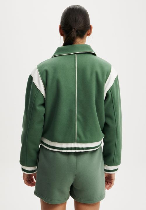 Cotton On - On Field Panelled Bomber Jacket - Emerald Forest