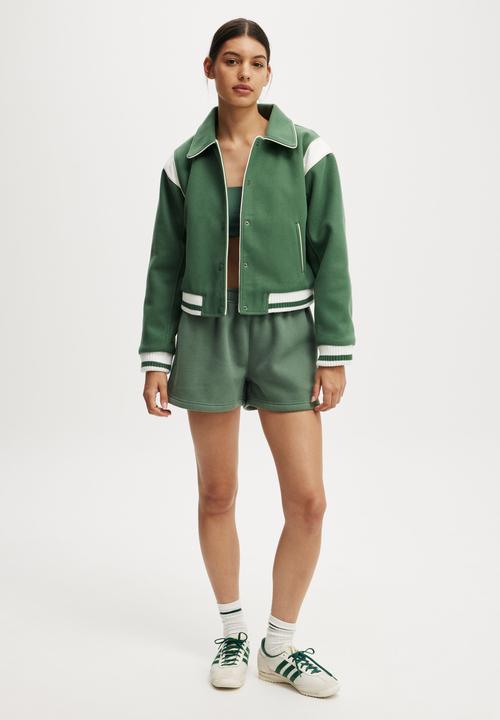 Cotton On - On Field Panelled Bomber Jacket - Emerald Forest