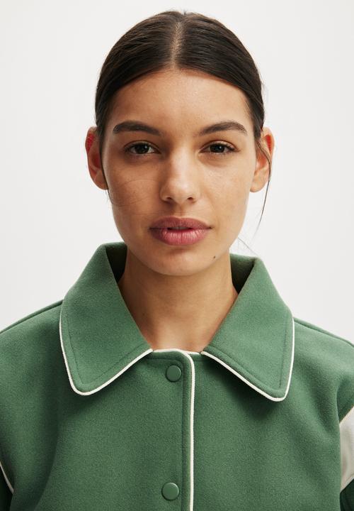 Cotton On - On Field Panelled Bomber Jacket - Emerald Forest