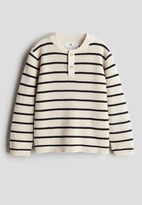 H&M - Waffle-knit henley jumper - white