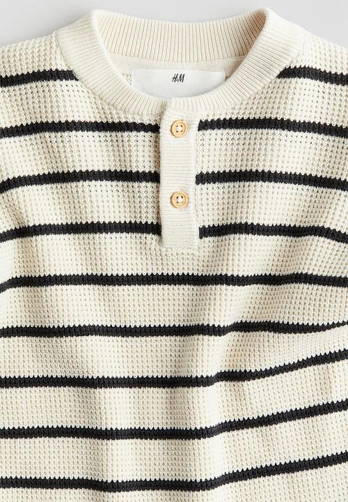 H&M - Waffle-knit henley jumper - white
