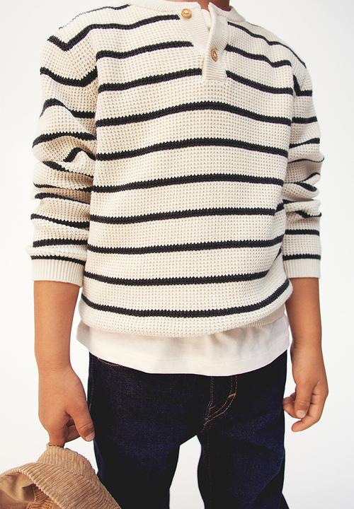 H&M - Waffle-knit henley jumper - white