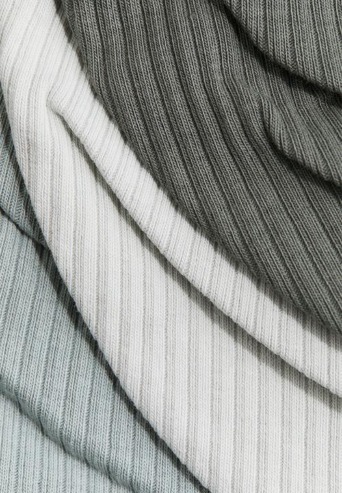 H&M - 3-Pack ribbed triangular scarves - light turquoise/dark green