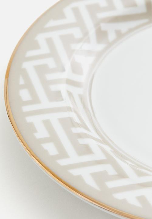 H&M - Small porcelain plate - light beige patterned