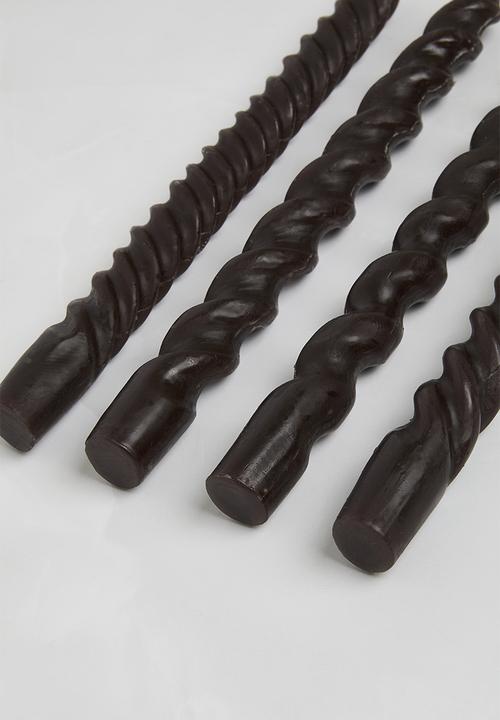 Sixth Floor - Set 4 Drip Dinner Candle Spiral - Brown