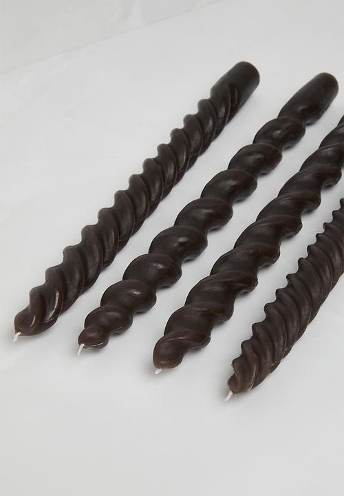 Sixth Floor - Set 4 Drip Dinner Candle Spiral - Brown