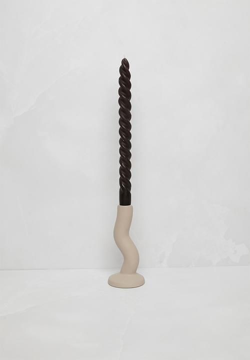 Sixth Floor - Set 4 Drip Dinner Candle Spiral - Brown