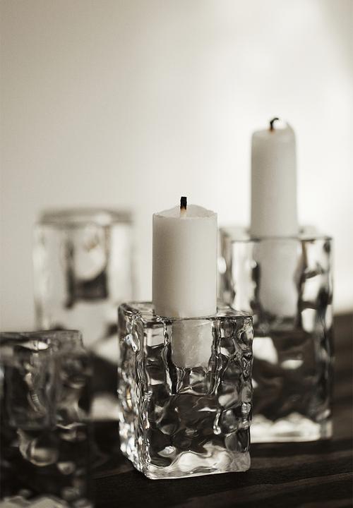 H&M - Small glass candlestick - clear glass