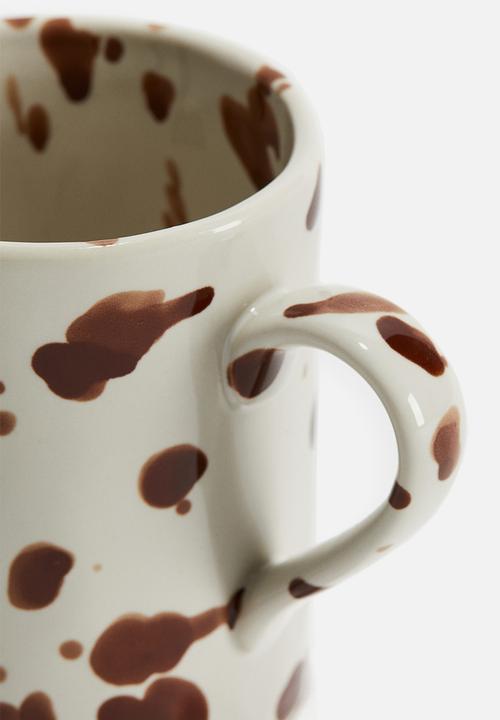 H&M - Speckled-glaze stoneware mug - brown patterned 