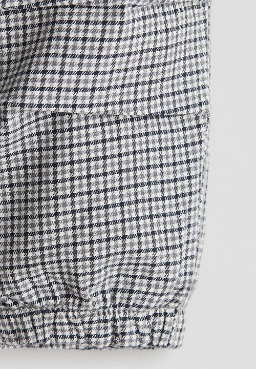 H&M - Cotton twill joggers - grey checked
