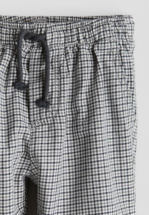 H&M - Cotton twill joggers - grey checked