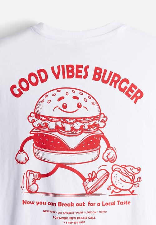 H&M - Loose fit printed T-shirt - white good vibes burger