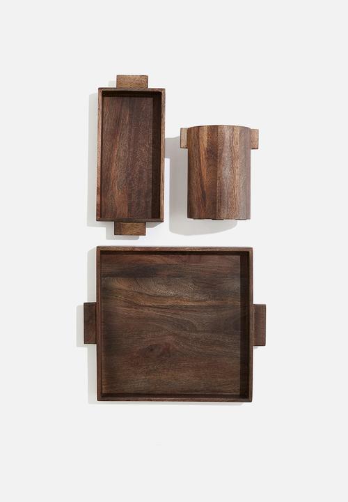 H&M - Mango wood utensil holder - dark brown