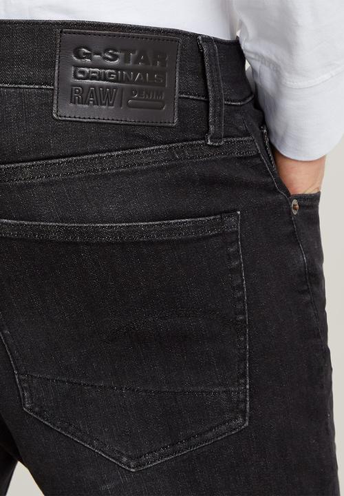 G-STAR - 3301 Slim Short Elto black superstretch - medium aged grey