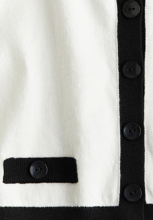 H&M - Cotton cardigan - white/black 