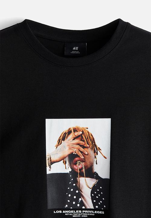H&M - Loose fit printed T-shirt - black los angeles