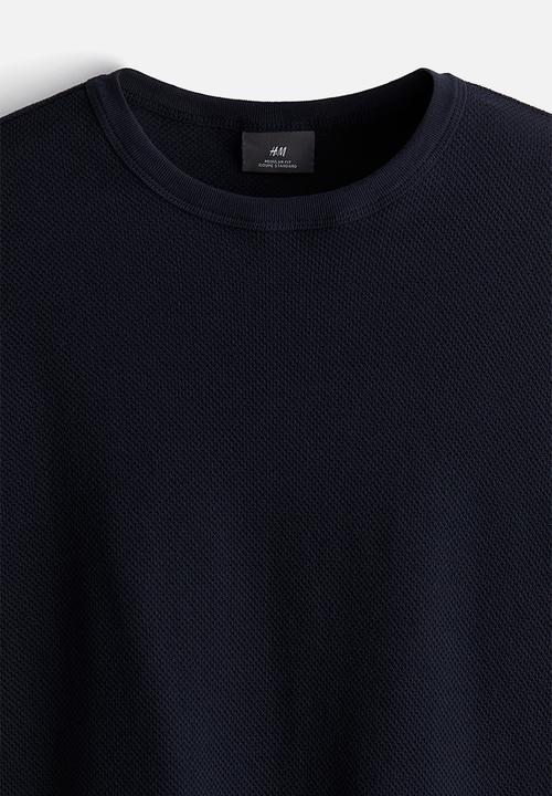 H&M - Regular fit piqué T-shirt - navy blue