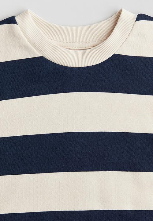 H&M - Sweatshirt - navy blue & cream striped