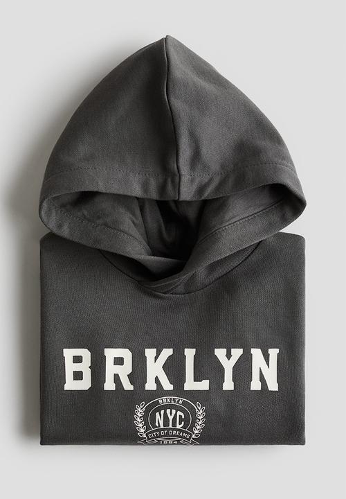 H&M - Print-motif hoodie - dark grey/brklyn