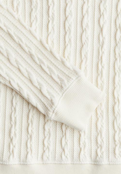 H&M - Cable-knit v-neck jumper - white