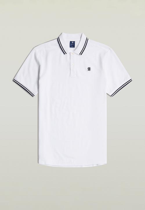 G-STAR - Dunda slim stripe polo s\s - white