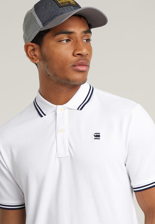 G-STAR - Dunda slim stripe polo s\s - white