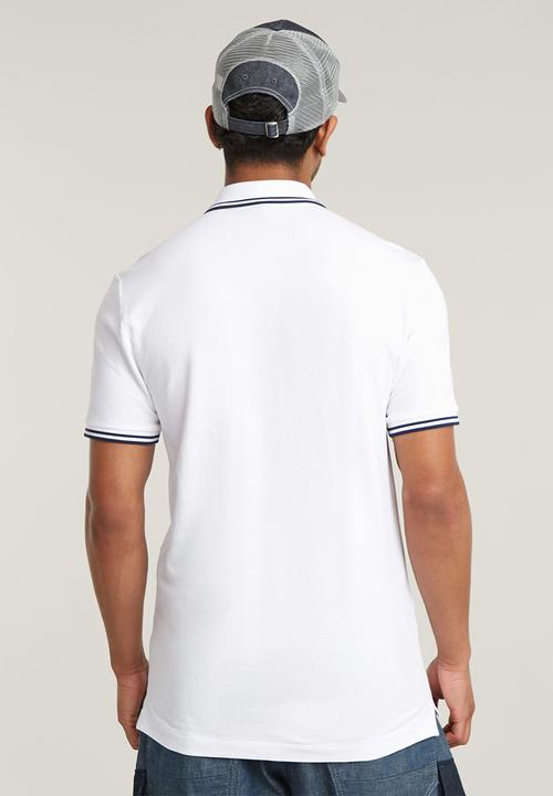 G-STAR - Dunda slim stripe polo s\s - white