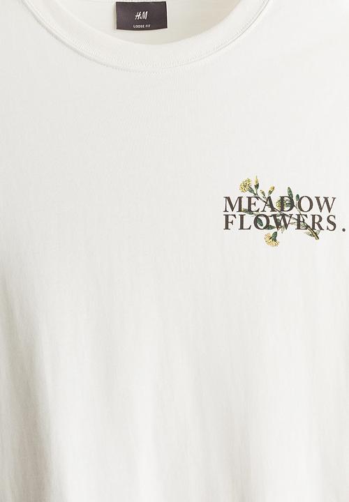 H&M - Loose fit printed T-shirt - white meadow flowers