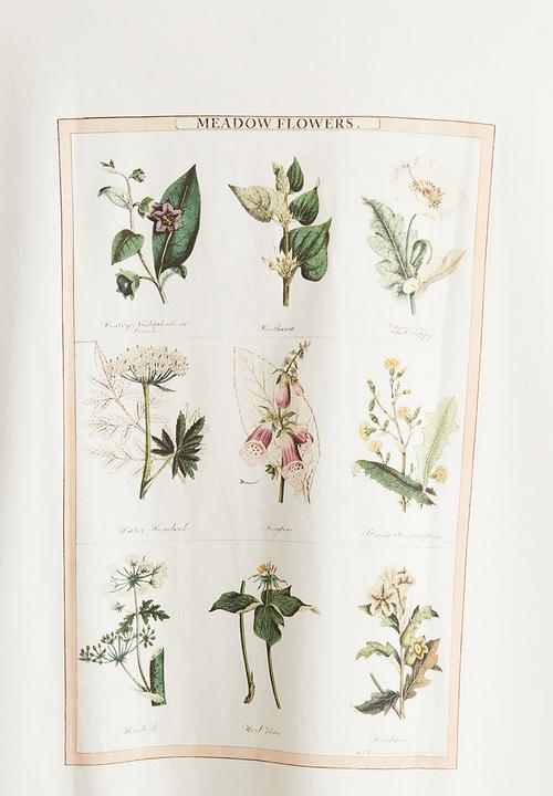 H&M - Loose fit printed T-shirt - white meadow flowers