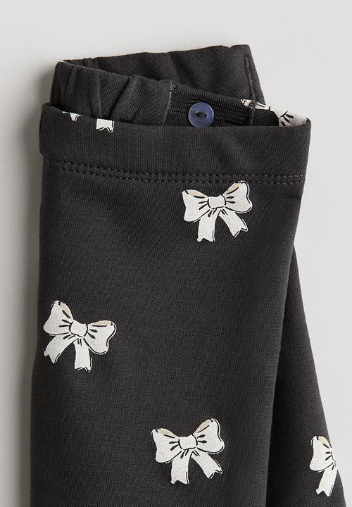 H&M - Cotton leggings -  dark grey/bows