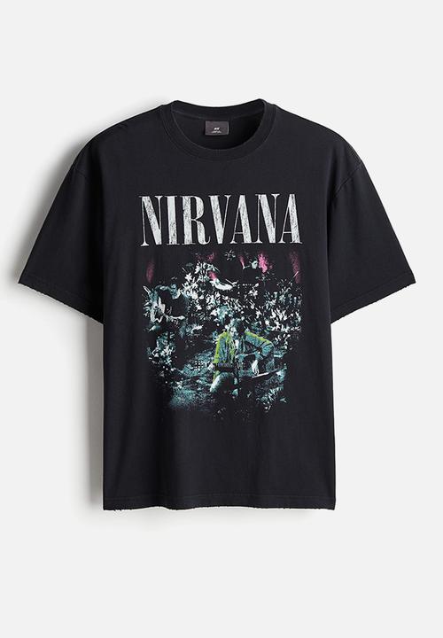 Loose fit vintage-look printed t-shirt - black/nirvana - 1225609018