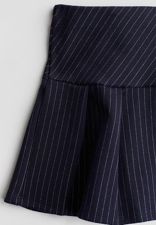 H&M - Pleated skirt - navy blue/pinstriped