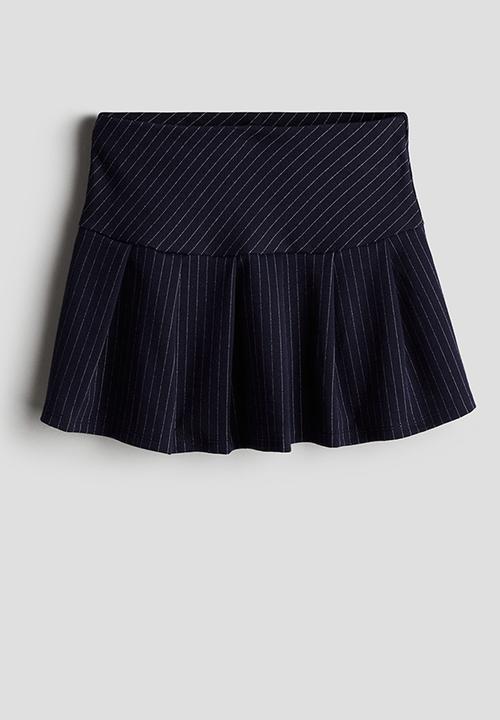 H&M - Pleated skirt - navy blue/pinstriped
