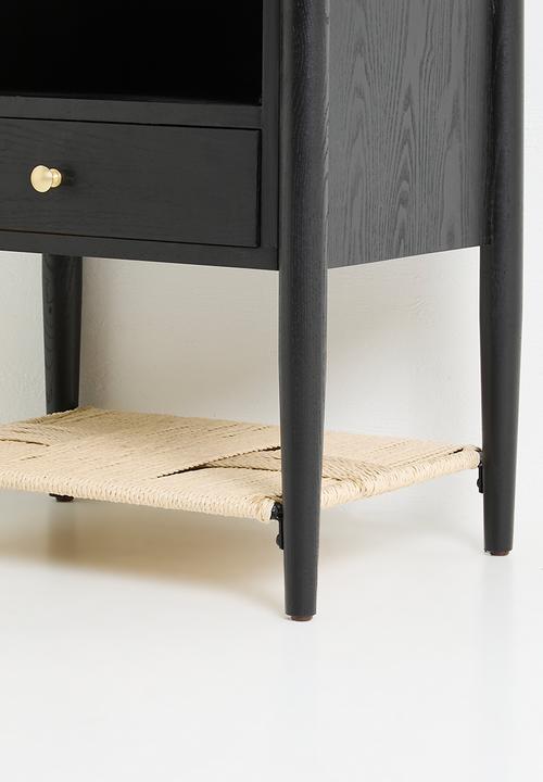 Sixth Floor - Jericho rattan and wood bedside table - black